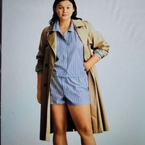 Everlane The Woven P.J. In Blue And  White Long Sleeves Top